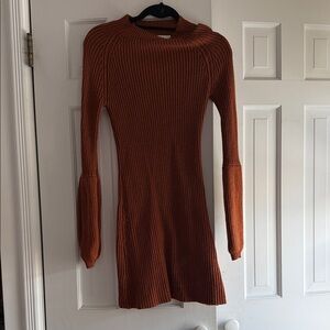 Rachel Parcell Warm Rust Long Sleeve Dress